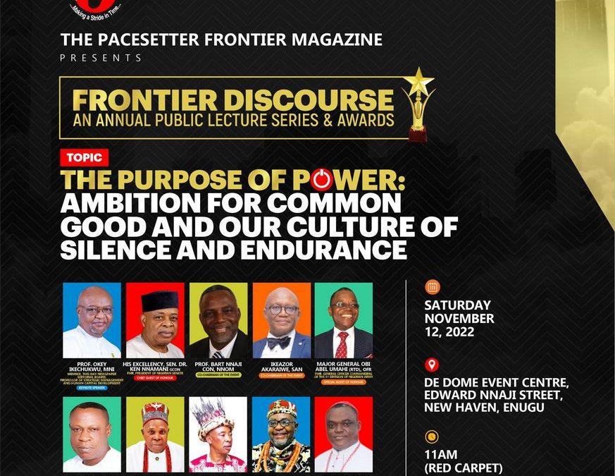 JUST IN: 2022 Frontier Discourse Annual Public Lecture Series and Awards to hold in Enugu; voting begins early September