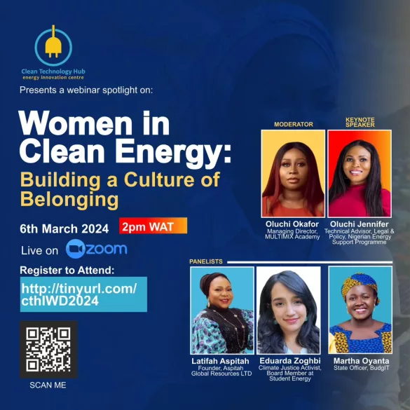 Nneoma Eneh, 2024 IWD: Tech Hub Organises 'Women in Clean Energy: Building a Culture of Belonging' Webinar